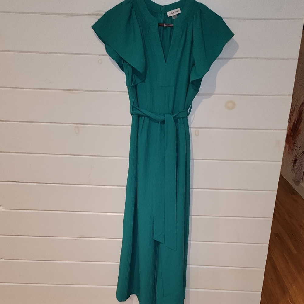 Calvin Klein Teal Maxi Pant/Dress with Belt